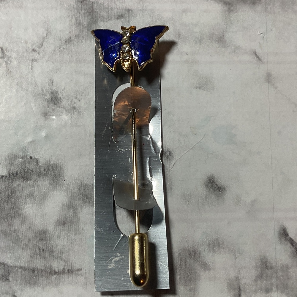 Vintage Enameled Blue Butterfly Brooch Pin